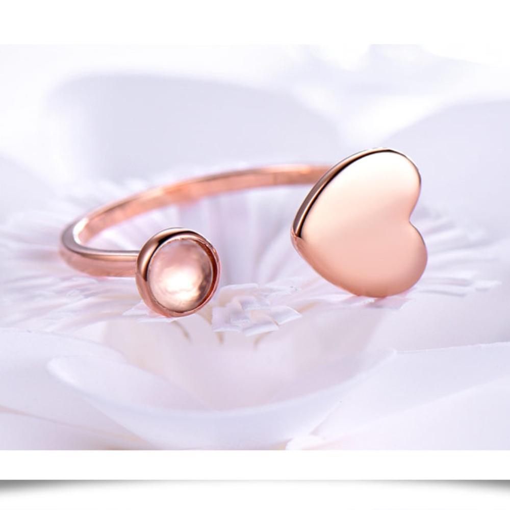 Gold Platinum Rose Gold Plated Heart 925 Sterling Silver Love Adjustable Ring for Women Jewelry