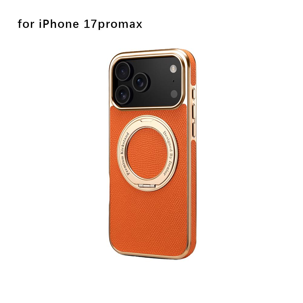 Wysokiej jakości etui na telefon z prawdziwej skóry bydlęcej dla iphone 17 Air 16 Pro Max 15 14 13 Promax Magnetyczny Niewidoczny Pierścień z Uchwytem Pokrowiec