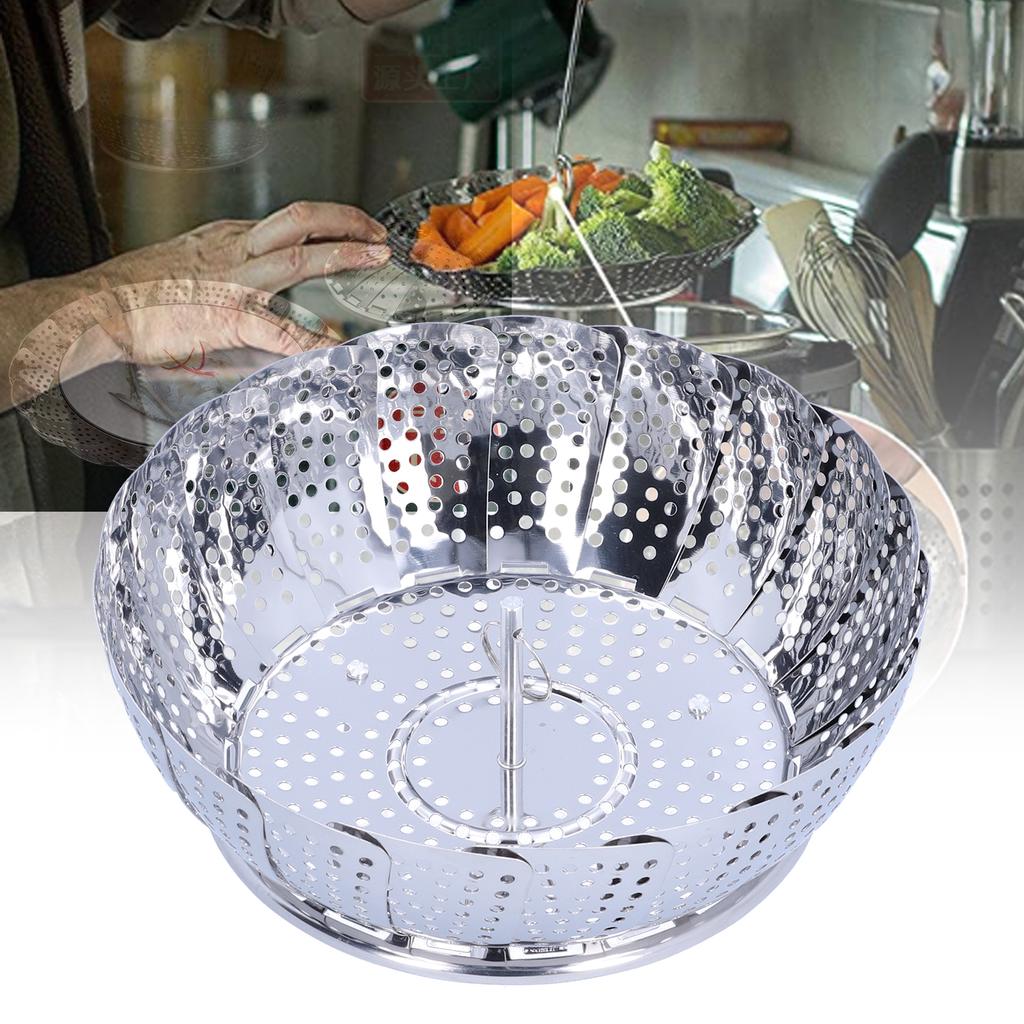 Cesta de Vapor Multifuncional de Aço Inoxidável Dobrável Rack de Vapor Utensílio de Cozinha Acessório de Cozinha XL