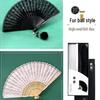 Classic Black Lace Cheongsam Folding Fan - Portable Chinese Style Summer Dance Fan for Ladies