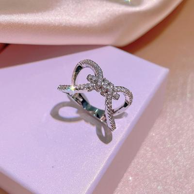 Ins Trendy Bow Ring for Women with Niche Fashion Personality Design Index Finger Ring Simple and Versatile