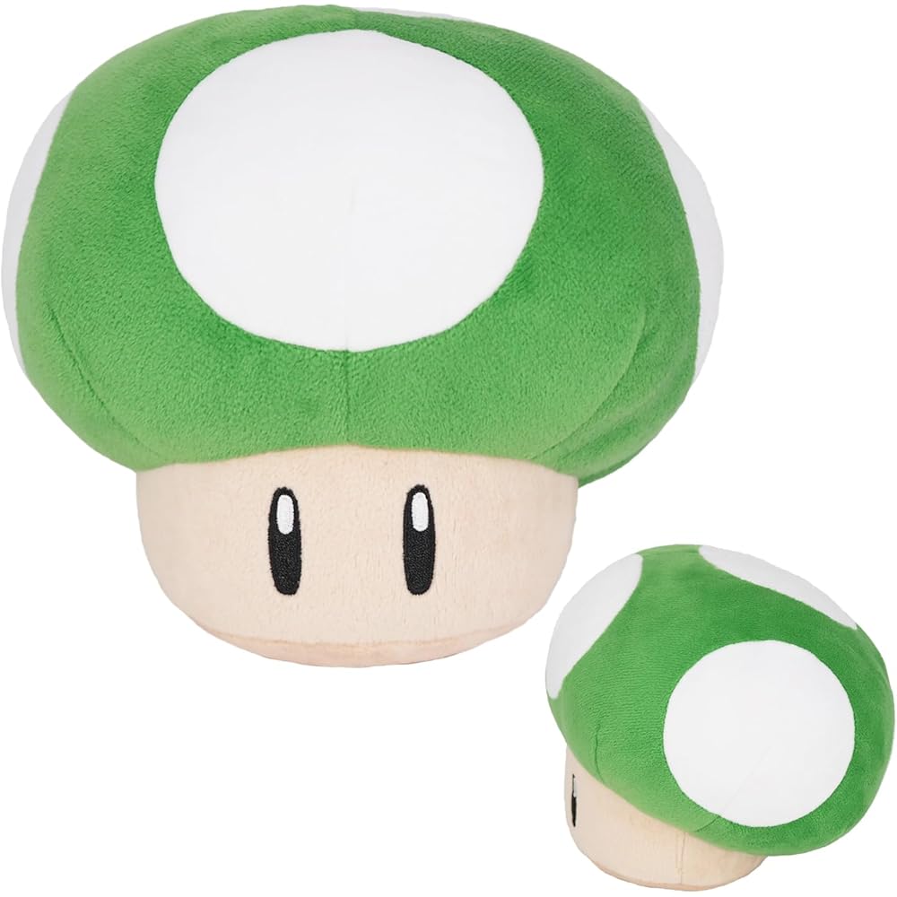 Sanei Boeki Super Mario All Star Collection 1UP Mushroom Plush Toy 18.5x16.5x15.5cm