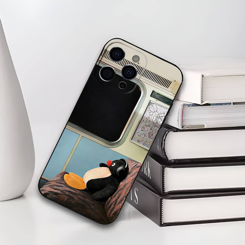 P-Pingu Cute P-Penguin Phone Case For IPhone 17,16,15,14,13,12,11,Plus,Pro,Max,Plus,XS,soft Case Black Silicone