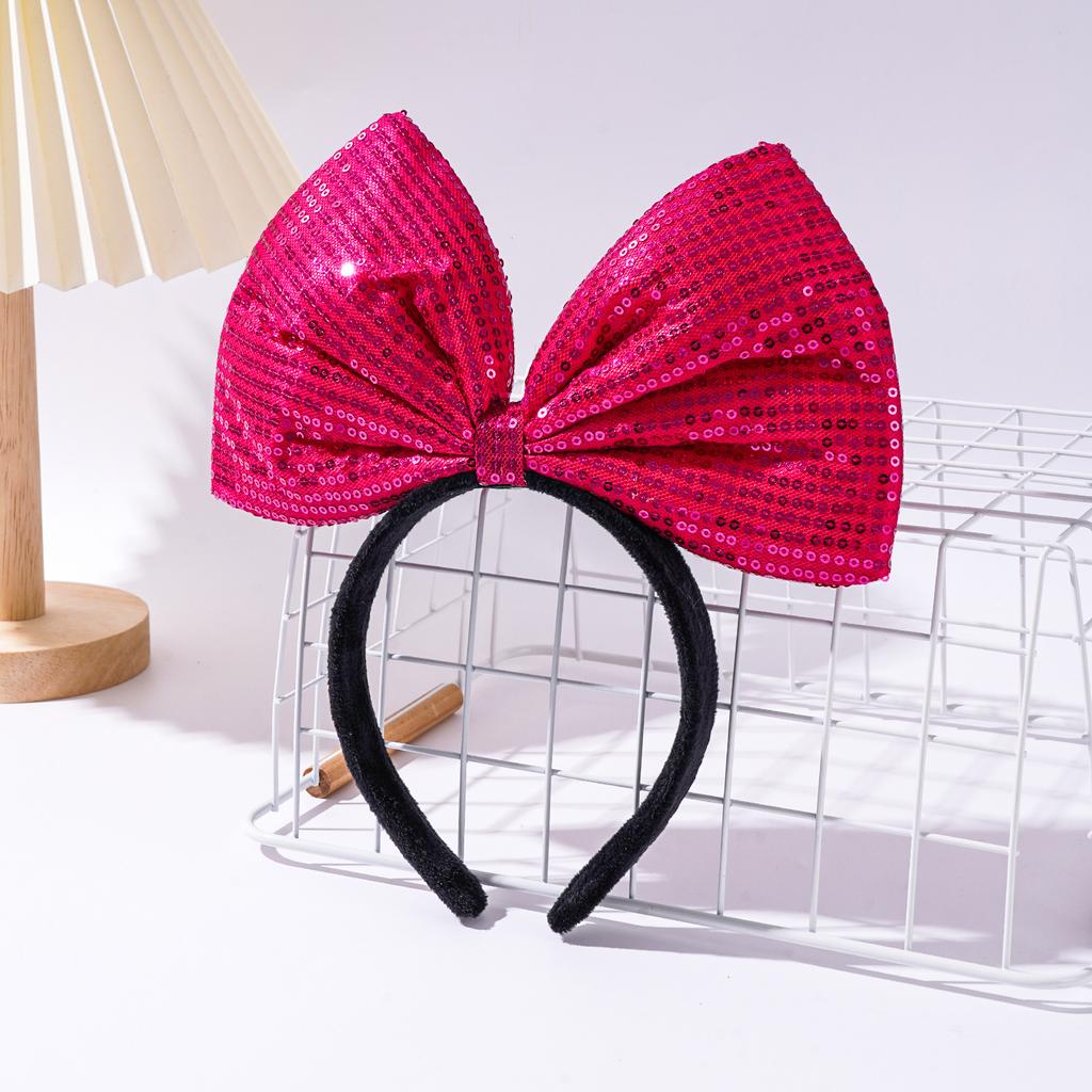 Custom Sequins Big Bow Three-Dimensional Hair Accessories Oversize Christmas Headband for Women Girls