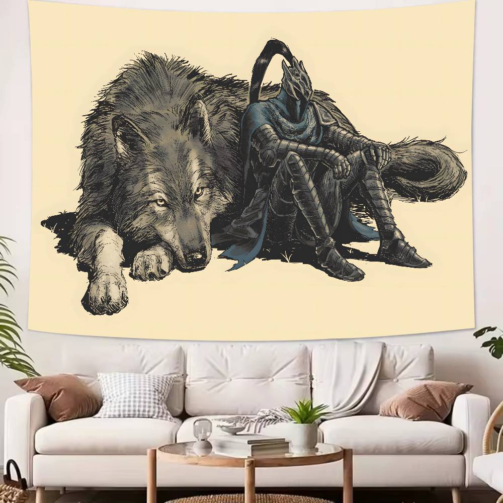 TOP Soul Like Action Game Cool Soul Dark AArtoriasS Knight the AAbysswalkerS Large Tapestry Wall Rugs Dorm Art Home Decor Wall