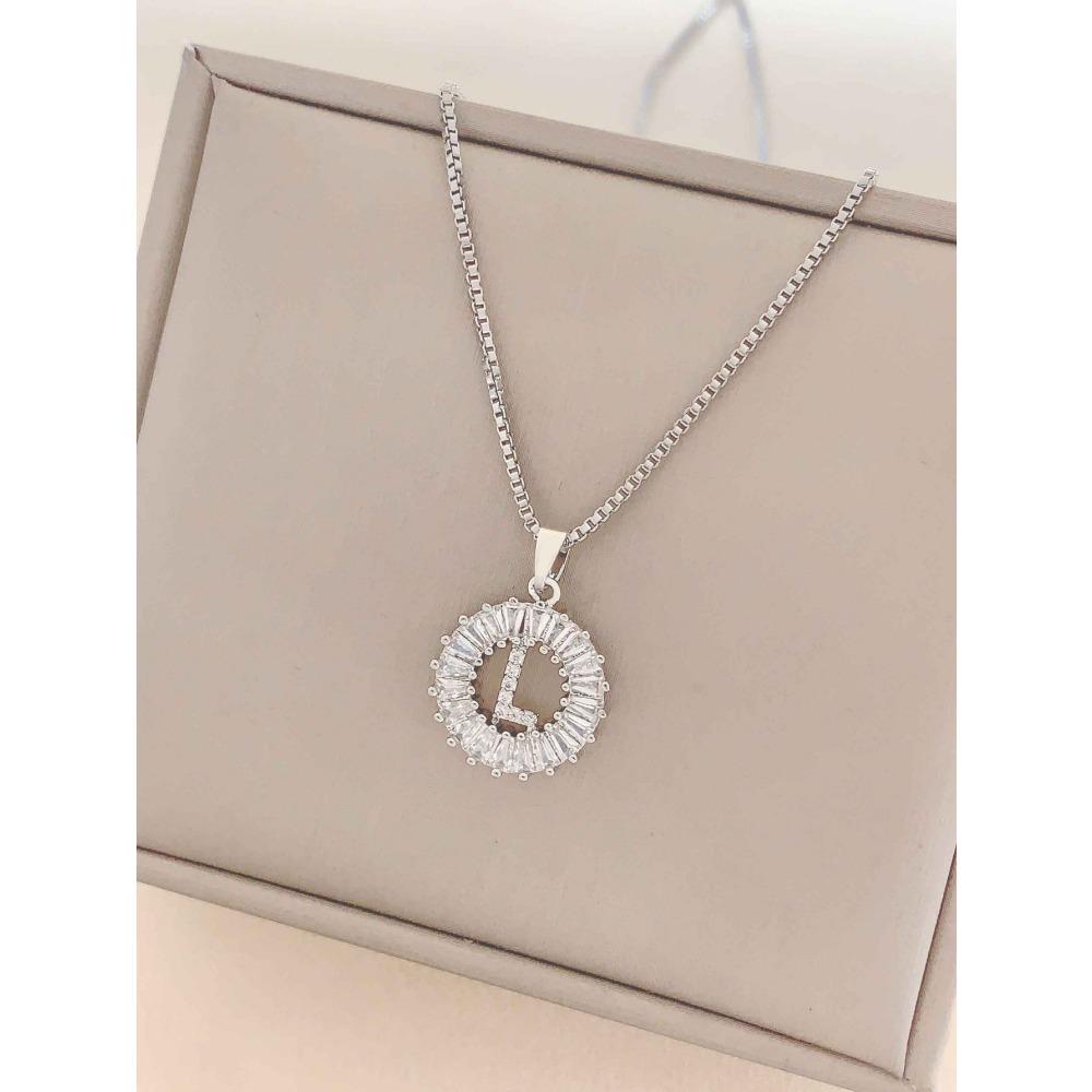 Necklace Does Not Fade, Women's Summer Square Circle Letter Necklace, Titanium Steel Necklace, Versatile High-end Clavicle Chain