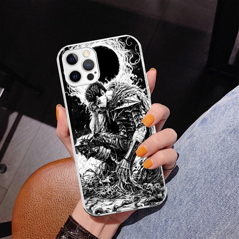 Black White G-Guts B-Berserks Phone Case For iPhone 17 Air 16 Pro Max 16E 15 + 14 Plus 11 12 13 Mini 7 8 SE Gift Print Cover Fun