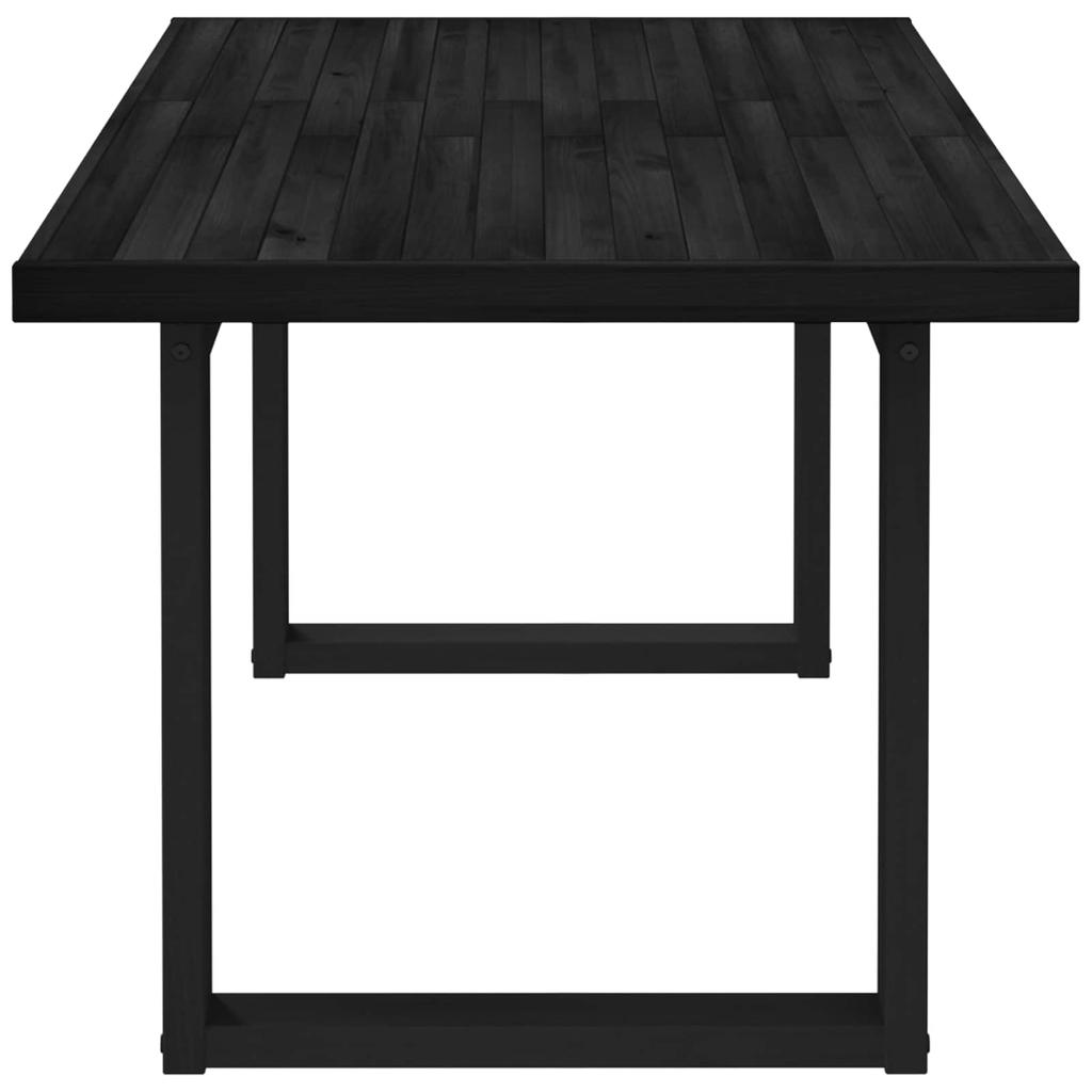 NOAIN Dining Table 160 cm Solid Pine Wood Black Rectangular