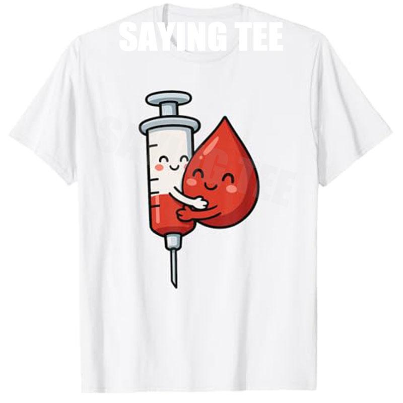 Kawaii Phlebotomist Krankenschwester Humor Blutentnahme Süße Spritze T-Shirt Mädchen Mode Lustig Blutspender Labor Witz Tee Y2k Kunst Pädiatrisch
