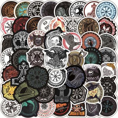100 Viking Totem Graffiti Stickers for Fridge, Helmet, Bicycle, Luggage, and Computer