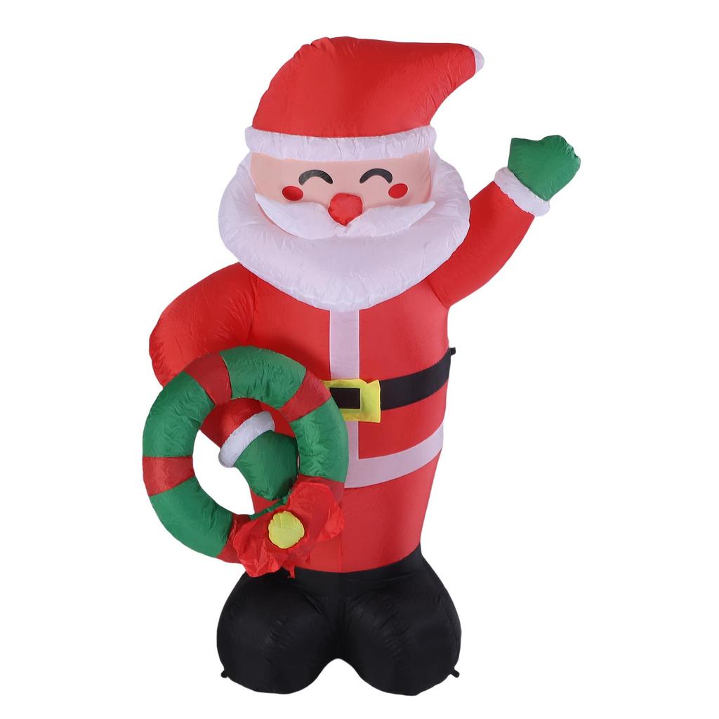 Inflatable Santa 5.9ft Water Proof Blow Up Santa Holding A Wreath with LED Lights for Xmas Yard Decoration US Plug
