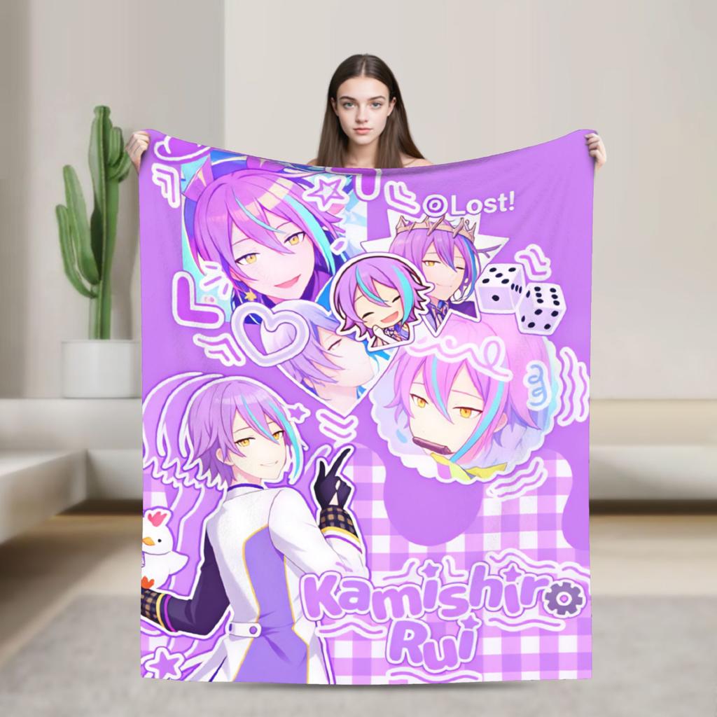 Kamishiro Rui Blanket Warm Graphic Plush Throw Blanket For Outdoor Travel Flannel Bedspread Bed Cover
