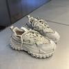 Retro Sports Leisure Tire Base Platform Shoes Heel Height Med 3cm-5cm Mesh Splicing Sneakers 2024 New Fashion Autumn and Winter