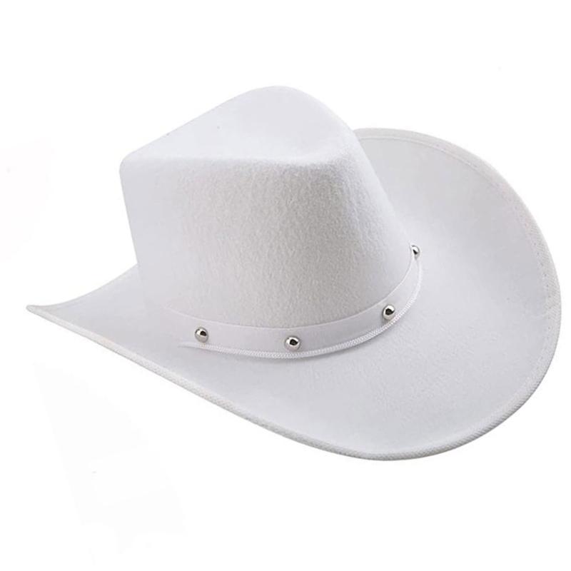 Western Costume Hat Studs Accent White Pink Soft For Festivals Camping