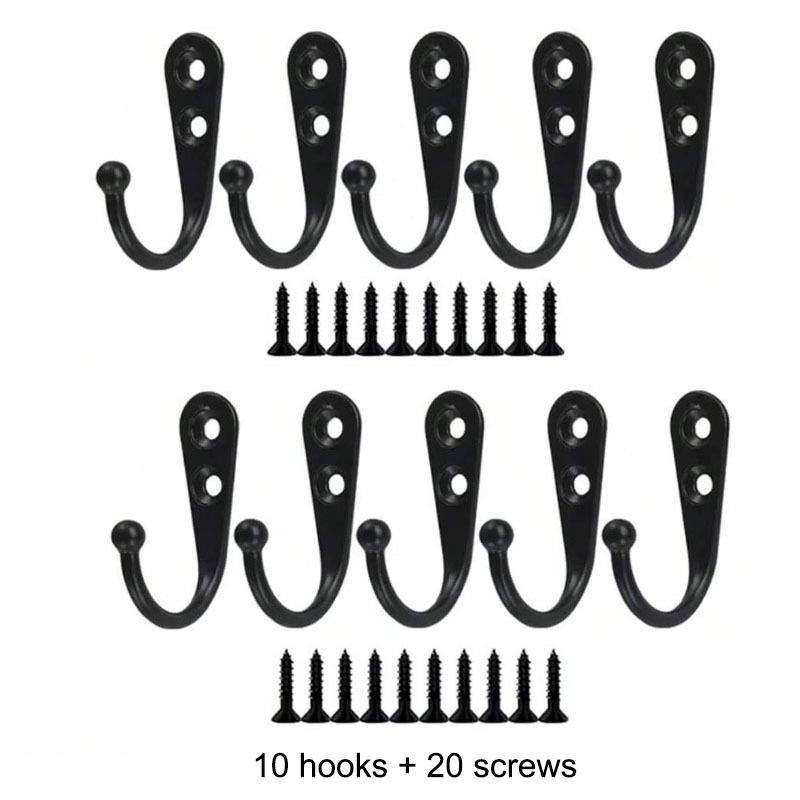Heavy Duty Alloy Hooks With Screws Wall Mounted Hanging Hangers For Coat Towel Bags Cups Hook Home Storage Rack Holder