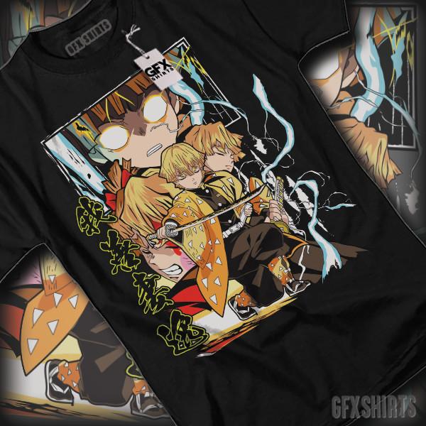 Demon Slayer Zenitsu Agatsuma Anime Manga Hashira Nezuko Kimetsu no Yaiba TShirt