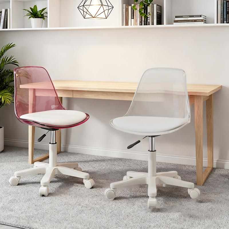 Elegant Transparent Color Dressing Chair with Adjustable Height & 360° Swivel - Silent Rolling Makeup Chair for Home, Salon