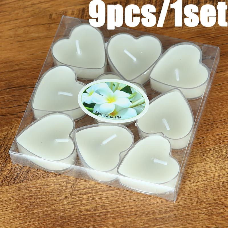 9PC/Set Heart Shaped Aromatherapy Candles Xmas Valentine's Day Romantic Birthday Candles Lover Proposal Scene Decor Candles