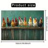 2D Vintage Farm Rooster Backdrop, Rustic Teal Background with Chickens Wall Decor Cloth