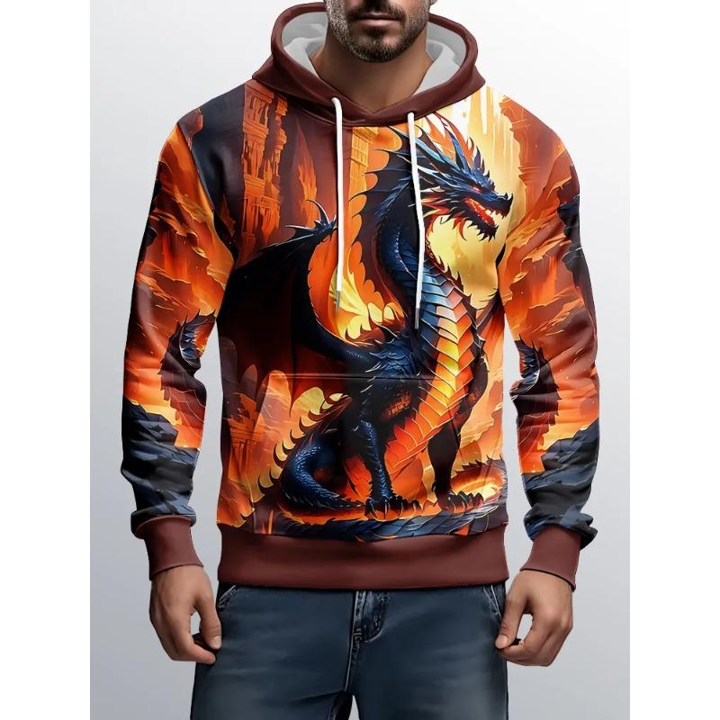 Men's Autumn and Winter 3D Printed Hooded Fashion Versatile Trend Breathable Casual Hoodies & Sweatshirts (men’s)