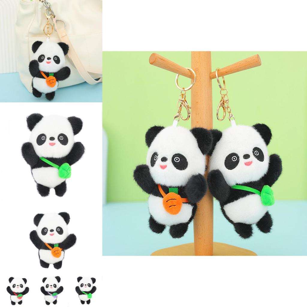 Charming Strawberry Panda Plush Keychain Premium Mink Fur Adorable Animal Backpack Charm