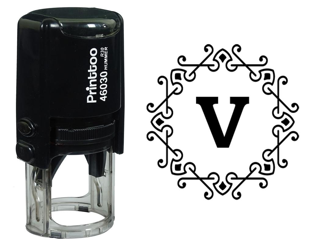 Printtoo Alphabet V Monogram Octagon Celtic Swirl Frame Self Inking Rubber Stamp Office