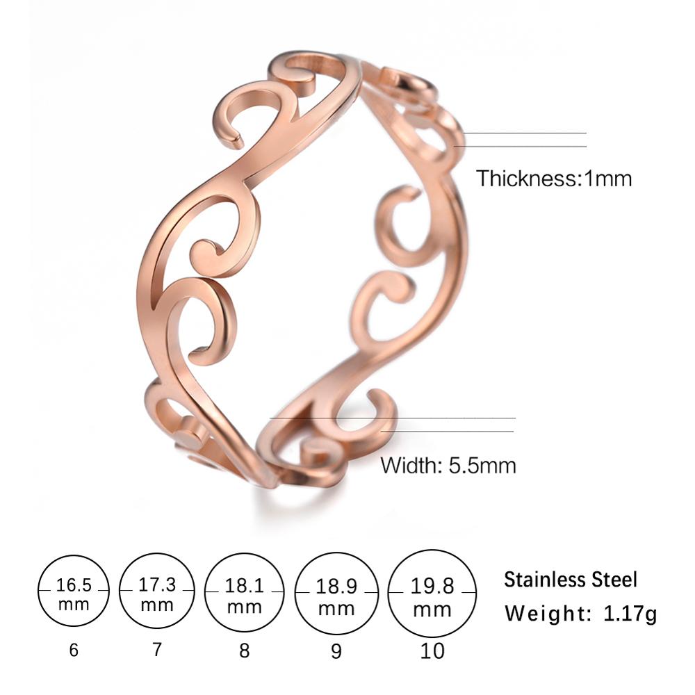 Vintage Filigree Flower Ring Women Girls Stainless Steel Romantic Gold Color Casual Rings Jewelry Anniversary Gift