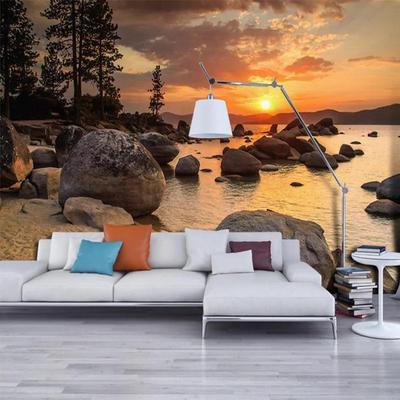 3d Prachtige Zonsondergang Rots Kustlandschap Muurschilderingen Natuur Behang Restaurant Slaapkamer Woonkamer Muurschildering Huisdecoratie