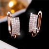 Cute Small White Round Zircon Stone Hoop Earrings For Women Charm Female Rose Gold Color Wedding  Gift