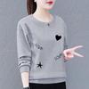 Korean Style Women's Plus Size Sweatshirt, 2023 Loose Fit, Printed Long Sleeve Round Neck Top, Slimming Mom's Clothing.