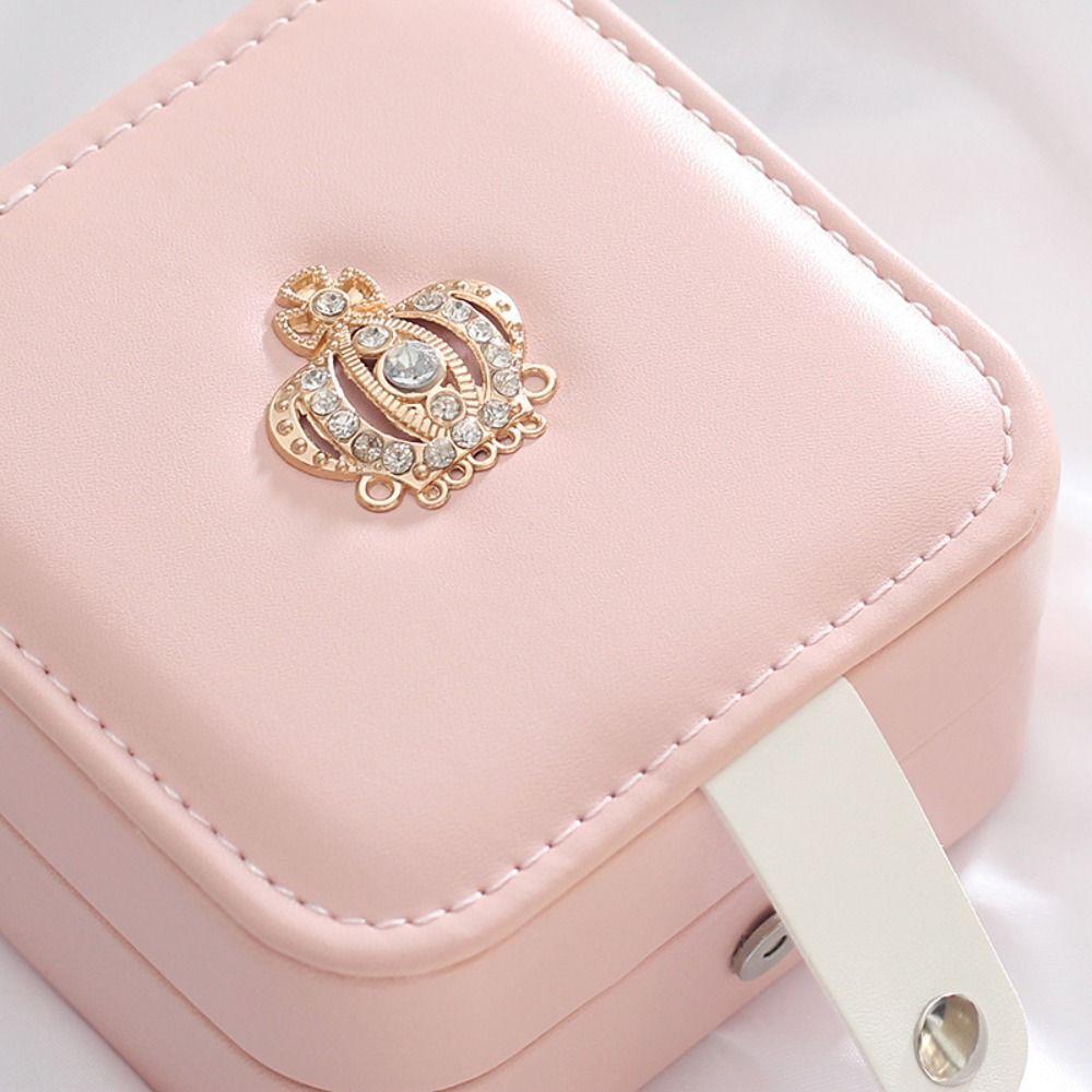 PU Jewelry Storage Box Dustproof Trinkets Storage Organizer  For Home/Travel/Outdoor