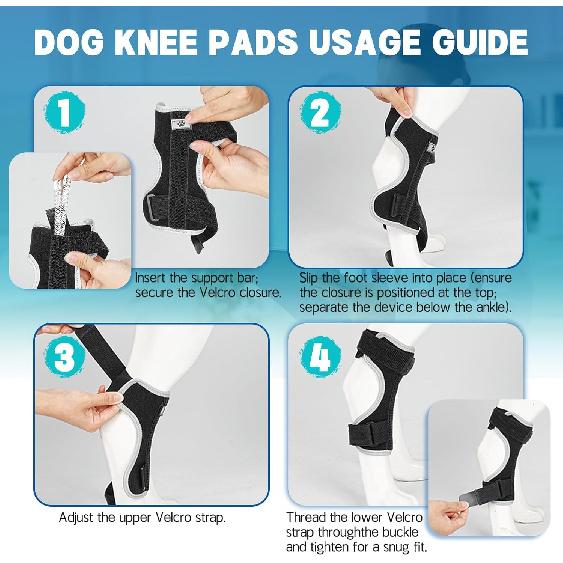 Supet Dog Leg Brace for Back Leg - Hock & Ankle Joint Support for Rear Legs with 2 Metal Springs, Anti-Slip Design & Reflective Trim for Sprain,