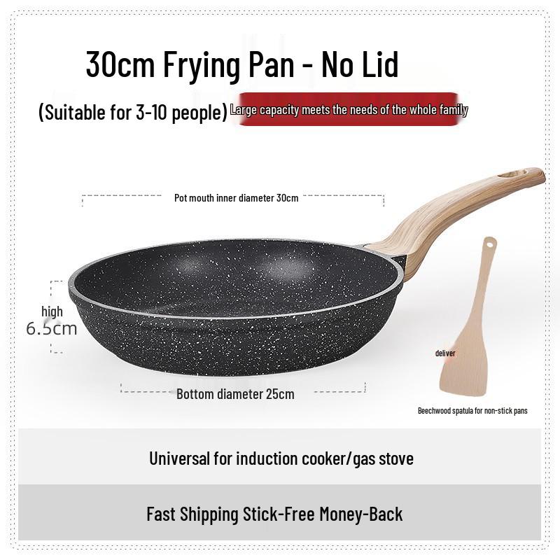 British Maifan Stone Non-Stick Wok: Flat Bottom Pan for Steak, Stir-Fry, and Cooking On Induction and Gas Stoves