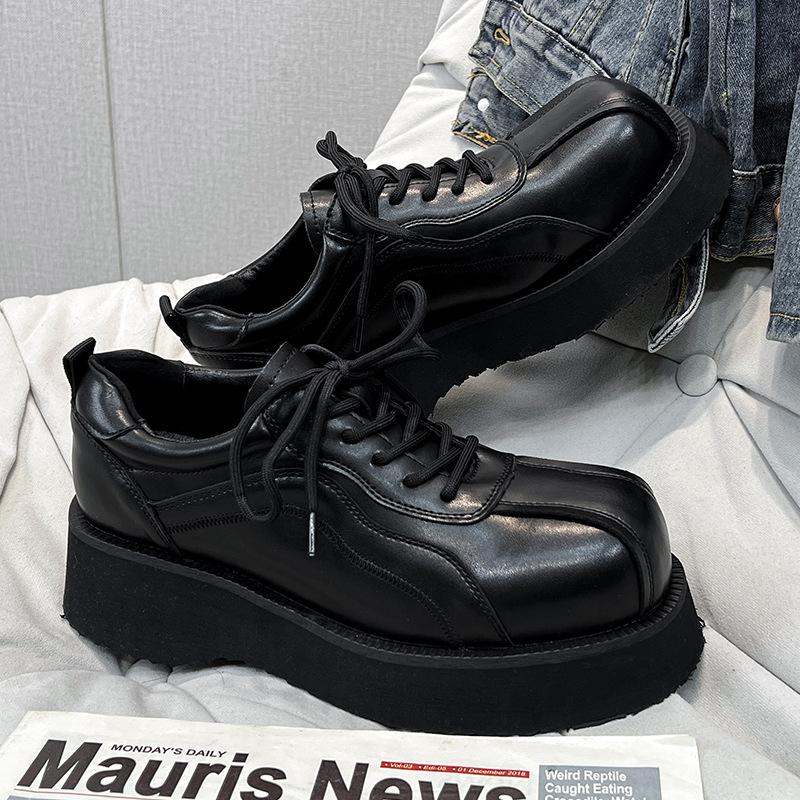 men fashion wedding party dress genuine leather shoes lace-up oxfords shoe  designer platform sneakers black trend footwear