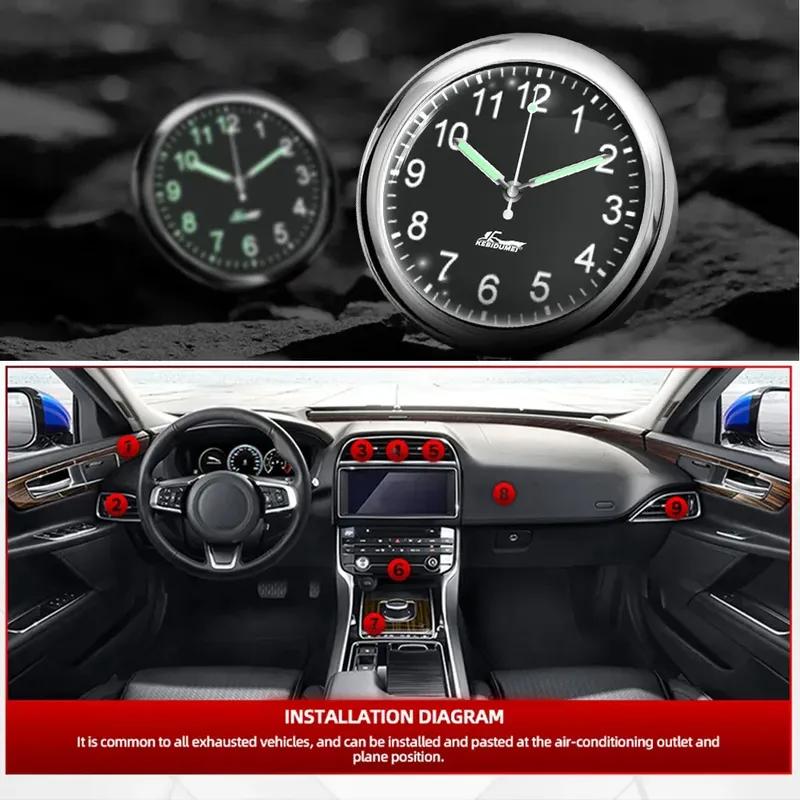 Car Clock Luminous Automobiles Internal Stick-On Mini Digital Watch Mechanics Quartz Clocks Auto Ornament Car Auto Accessories