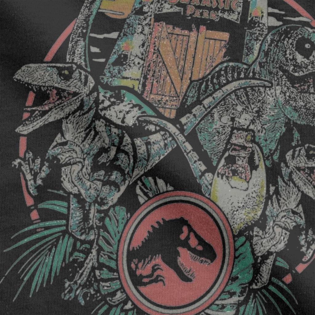 Jurassics Parks Dinosaur Attack Isla Nublar Circle Men T Shirts Unique Tee Shirt Short Sleeve T-Shirt 100% Cotton Printing Tops
