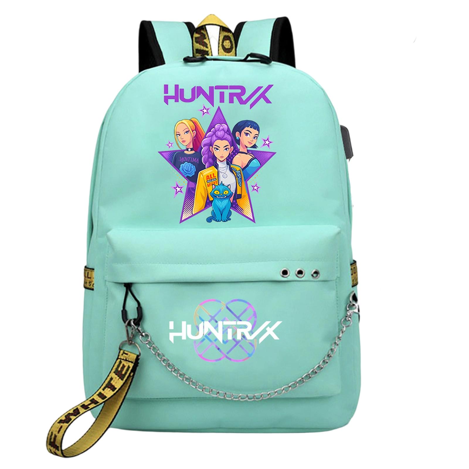 

Ведьма Девичья группа Принт Студенческий рюкзак Железная цепь Модный рюкзак USB рюкзак One Size