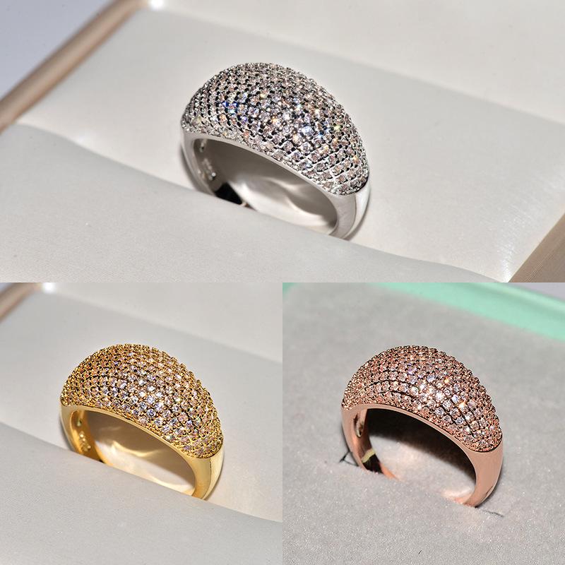 Luxury Star Ring: Full Diamond Zircon Gold-Plated Silver Fashion Jewelry for Women