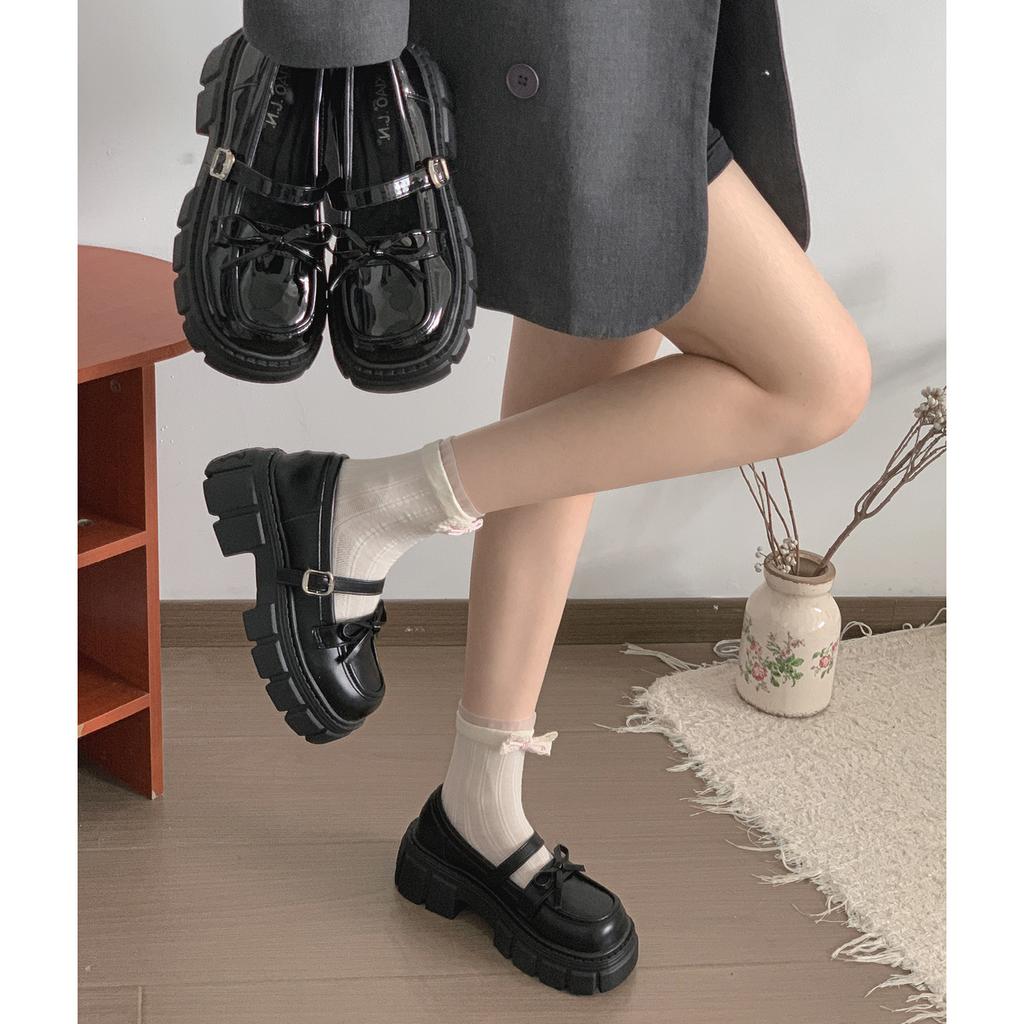 Retro black British style platform jk small leather shoes women's 2025 new summer high-end French Mary Jane single shoes