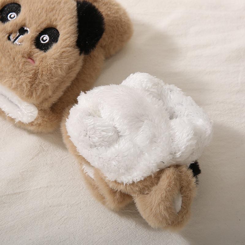 Winter Warm Flip Plush Gloves Student Writing Bare Fingers Cartoon Panda Cycling Warm and Cold Gloves
