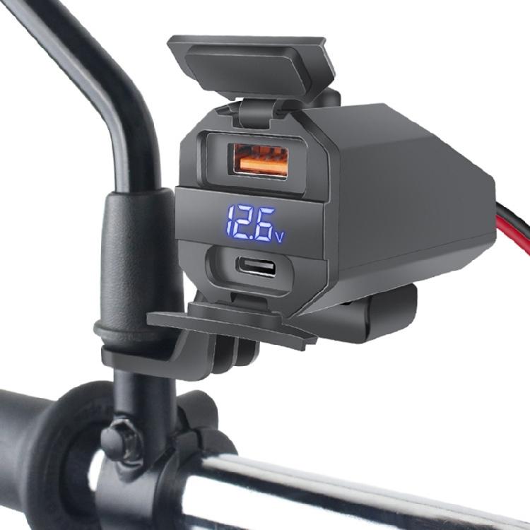 Motorrad-Telefon-Steckdose mit Direktkabel, abgedecktem Anschluss und USB-Ausgang für Pendelfahrten, lange Fahrten und den täglichen Gerätezugang