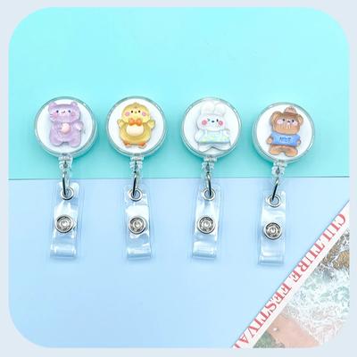 1 Piece Sweet Cartoon Jelly Worker ID Card Retractable Badge Reel Clips Cute 3D Stereo ID Lanyard Name Tag Office Supplies