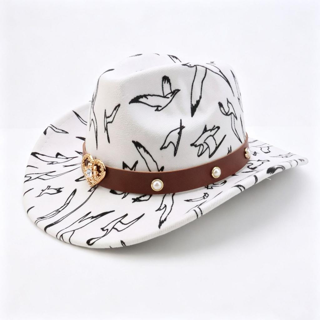 Western cowboy hat fashion love rhinestone accessories graffiti cowboy hat classic versatile cowboy hat