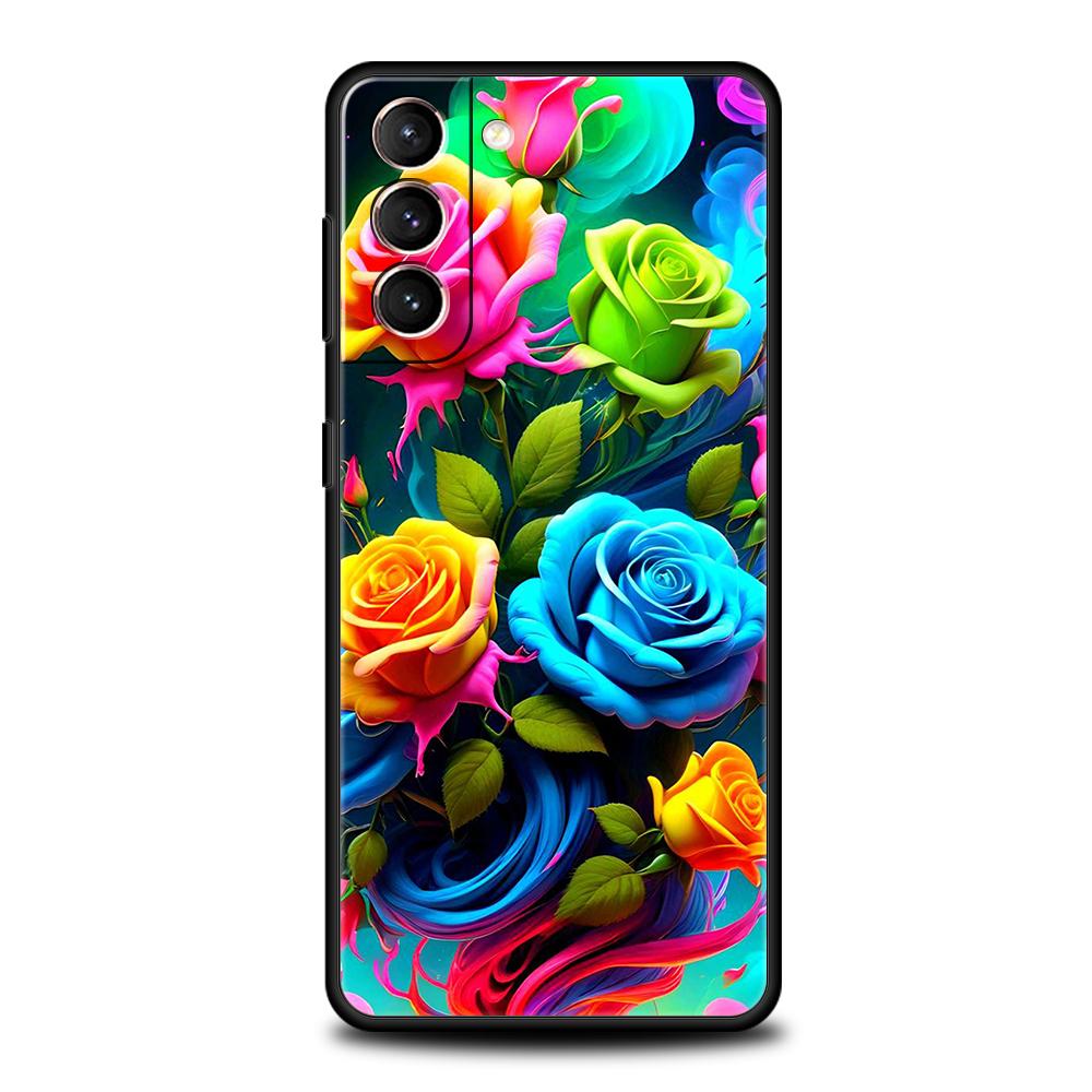 

Красочный чехол с цветами для Samsung Galaxy S24 S23 S22 S20 S21 FE Ultra S10 S10E S9 S8 Plus 5G Силиконовый чехол Capas Funda Сумка Samsung S22 5G