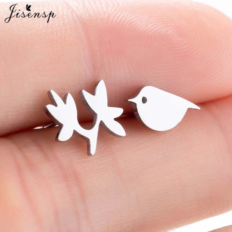 Multiple Mini Stainless Steel Bird Jewelry Earrings  Trend For Women Girls Cute Crane Parrot Bee Hummingbird Studs oorbellen