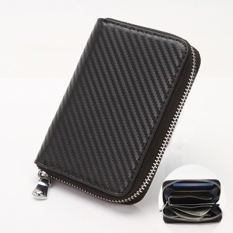 Mini Small Wallet Popular Carbon Fiber Short Zipper Men's