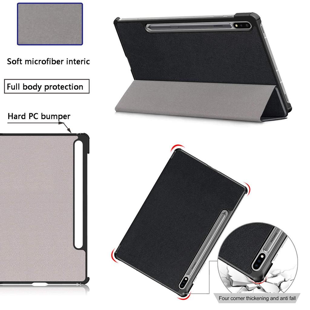 Hoes voor Galaxy Tab S8 Plus 2022/S7 FE 2021/S7 Plus 2020 12,4-Inch Slanke Folio Stand Beschermende Tablet Cover, Multi-Angle Viewing