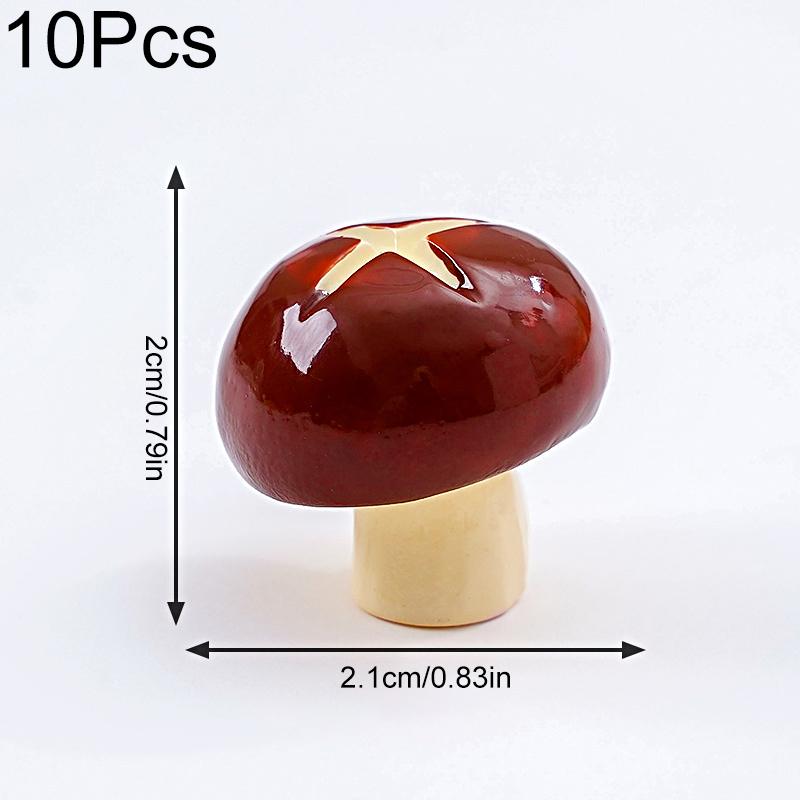 10pcs Mini Ornaments DIY Resin Mushroom Ornaments Cute Simulation Mushroom Black Fungus 11 Styles