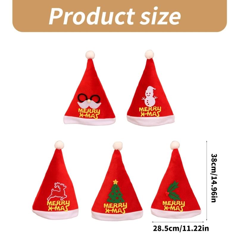 Set of 12 Christmas Party Santa Hat with Belt Decoration Festival Santa Hat For Holiday Celebration