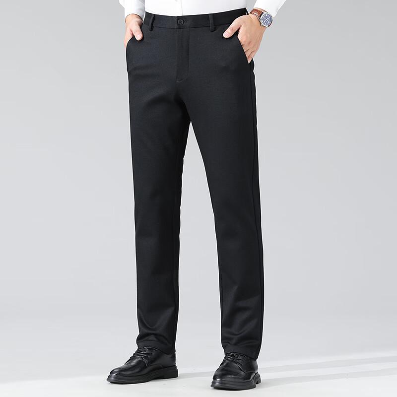 FAPAI Men's Modal Blend Warm Fleece-Lined Casual Business Trousers